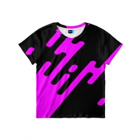 Детская футболка 3D с принтом Pink geometry в Екатеринбурге, 100% гипоаллергенный полиэфир | прямой крой, круглый вырез горловины, длина до линии бедер, чуть спущенное плечо, ткань немного тянется | abstraction | engine | pattern | абстракция | геометрия | графики | движение | краска | текстура | чертежи | штрихи