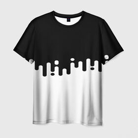 Мужская футболка 3D с принтом Чёрно-белый узор в Екатеринбурге, 100% полиэфир | прямой крой, круглый вырез горловины, длина до линии бедер | abstraction | engine | pattern | абстракция | геометрия | графики | движение | краска | текстура | чертежи | штрихи