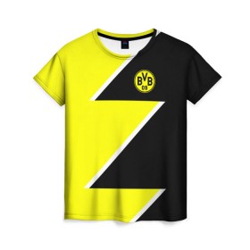 Женская футболка 3D с принтом Borussia Dortmund 2018 Storm в Екатеринбурге, 100% полиэфир ( синтетическое хлопкоподобное полотно) | прямой крой, круглый вырез горловины, длина до линии бедер | боруссия | дортмунд
