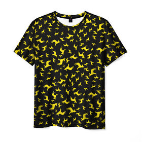 Мужская футболка 3D с принтом Желтые собачки в Екатеринбурге, 100% полиэфир | прямой крой, круглый вырез горловины, длина до линии бедер | Тематика изображения на принте: dog | new year | животные | новый год | символ | собака