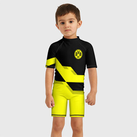 Детский купальный костюм 3D с принтом FC Borussia Dortmund  2018 в Екатеринбурге, Полиэстер 85%, Спандекс 15% | застежка на молнии на спине | боруссия | дортмунд