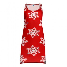 Платье-майка 3D с принтом Snow в Екатеринбурге, 100% полиэстер | полуприлегающий силуэт, широкие бретели, круглый вырез горловины, удлиненный подол сзади. | new year | santa | дед мороз | елка | елочки | новогодний | новый год | рождество | сантаклаус | снег | снежинки