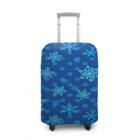 Чехол для чемодана 3D с принтом Снежинки 2018 в Екатеринбурге, 86% полиэфир, 14% спандекс | двустороннее нанесение принта, прорези для ручек и колес | new year | santa | дед мороз | елка | елочки | новогодний | новый год | рождество | сантаклаус | снег | снежинки