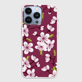 Чехол для iPhone 13 Pro с принтом Сакура в Екатеринбурге,  |  | Тематика изображения на принте: vppdgryphon | арт | вишня | сакура | цветные | цветок | цветы | япония
