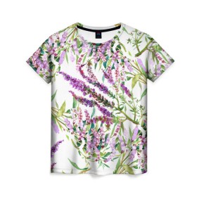 Женская футболка 3D с принтом Лаванда в Екатеринбурге, 100% полиэфир ( синтетическое хлопкоподобное полотно) | прямой крой, круглый вырез горловины, длина до линии бедер | vppdgryphon | арт | лаванда | лес | тропики | франция | цветок | цветы