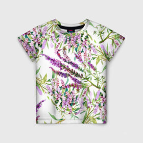Детская футболка 3D с принтом Лаванда в Екатеринбурге, 100% гипоаллергенный полиэфир | прямой крой, круглый вырез горловины, длина до линии бедер, чуть спущенное плечо, ткань немного тянется | vppdgryphon | арт | лаванда | лес | тропики | франция | цветок | цветы