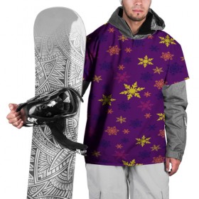 Накидка на куртку 3D с принтом Зимние снежинки в Екатеринбурге, 100% полиэстер |  | новогодний | паттерн | разноцветный | снег