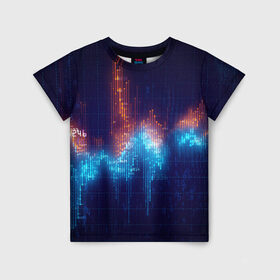 Детская футболка 3D с принтом Компьютерный код в Екатеринбурге, 100% гипоаллергенный полиэфир | прямой крой, круглый вырез горловины, длина до линии бедер, чуть спущенное плечо, ткань немного тянется | график | разноцветный | яркий