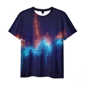 Мужская футболка 3D с принтом Компьютерный код в Екатеринбурге, 100% полиэфир | прямой крой, круглый вырез горловины, длина до линии бедер | график | разноцветный | яркий