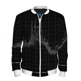 Мужской бомбер 3D с принтом diagram в Екатеринбурге, 100% полиэстер | застегивается на молнию, по бокам два кармана без застежек, по низу бомбера и на воротнике - эластичная резинка | technology | график | черный