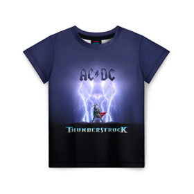 Детская футболка 3D с принтом AC DC Тор молнии в Екатеринбурге, 100% гипоаллергенный полиэфир | прямой крой, круглый вырез горловины, длина до линии бедер, чуть спущенное плечо, ткань немного тянется | ac dc | acdc | ангус янг | блюз рок | группа | крис слэйд | рок | рок н ролл | стиви янг | хард рок | эксл роуз