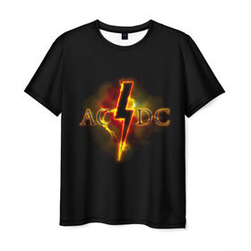 Мужская футболка 3D с принтом AC/DC огонь в Екатеринбурге, 100% полиэфир | прямой крой, круглый вырез горловины, длина до линии бедер | ac dc | acdc | ангус янг | блюз рок | крис слэйд | надпись | рок группа | рок н ролл | стиви янг | хард рок | эксл роуз