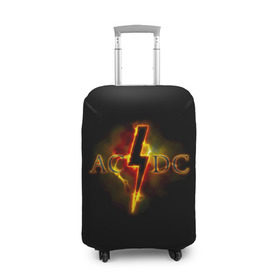 Чехол для чемодана 3D с принтом AC/DC огонь в Екатеринбурге, 86% полиэфир, 14% спандекс | двустороннее нанесение принта, прорези для ручек и колес | ac dc | acdc | ангус янг | блюз рок | крис слэйд | надпись | рок группа | рок н ролл | стиви янг | хард рок | эксл роуз