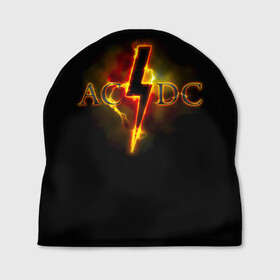 Шапка 3D с принтом AC/DC огонь в Екатеринбурге, 100% полиэстер | универсальный размер, печать по всей поверхности изделия | ac dc | acdc | ангус янг | блюз рок | крис слэйд | надпись | рок группа | рок н ролл | стиви янг | хард рок | эксл роуз