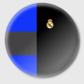 Значок с принтом Real Madrid 2018 Black Version в Екатеринбурге,  металл | круглая форма, металлическая застежка в виде булавки | emirates | fc | real madrid | клуб | мяч | реал мадрид