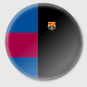 Значок с принтом FC Barcelona Black Version в Екатеринбурге,  металл | круглая форма, металлическая застежка в виде булавки | 