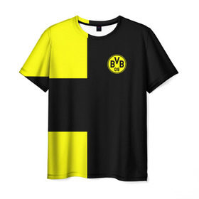 Мужская футболка 3D с принтом FC Borussia Dortmund Black в Екатеринбурге, 100% полиэфир | прямой крой, круглый вырез горловины, длина до линии бедер | боруссия | дортмунд