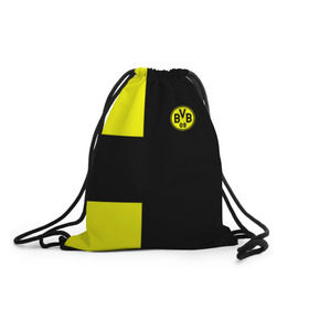 Рюкзак-мешок 3D с принтом FC Borussia Dortmund Black в Екатеринбурге, 100% полиэстер | плотность ткани — 200 г/м2, размер — 35 х 45 см; лямки — толстые шнурки, застежка на шнуровке, без карманов и подкладки | боруссия | дортмунд