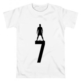 Мужская футболка хлопок с принтом Криштиану Роналду в Екатеринбурге, 100% хлопок | прямой крой, круглый вырез горловины, длина до линии бедер, слегка спущенное плечо. | 