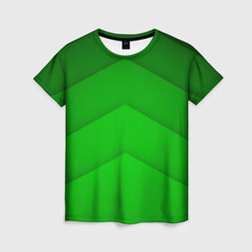 Женская футболка 3D с принтом Зеленые полосы в Екатеринбурге, 100% полиэфир ( синтетическое хлопкоподобное полотно) | прямой крой, круглый вырез горловины, длина до линии бедер | абстракция | геометрия | зеленый | модные.мода | пирамиды | полосы.линии | тренды | треугольники | узоры