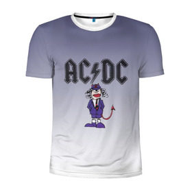 Мужская футболка 3D спортивная с принтом AC/DC чертенок в Екатеринбурге, 100% полиэстер с улучшенными характеристиками | приталенный силуэт, круглая горловина, широкие плечи, сужается к линии бедра | 