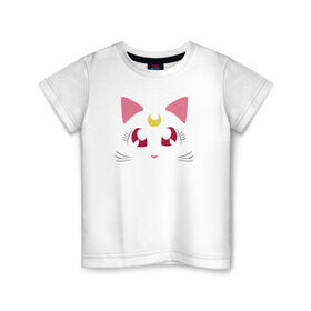 Детская футболка хлопок с принтом Guarding Cat в Екатеринбурге, 100% хлопок | круглый вырез горловины, полуприлегающий силуэт, длина до линии бедер | anime | sailor moon | аниме | сейлор мун