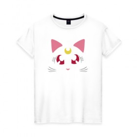 Женская футболка хлопок с принтом Guarding Cat в Екатеринбурге, 100% хлопок | прямой крой, круглый вырез горловины, длина до линии бедер, слегка спущенное плечо | anime | sailor moon | аниме | сейлор мун