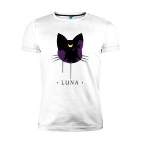 Мужская футболка премиум с принтом Luna в Екатеринбурге, 92% хлопок, 8% лайкра | приталенный силуэт, круглый вырез ворота, длина до линии бедра, короткий рукав | anime | sailor moon | аниме | сейлор мун
