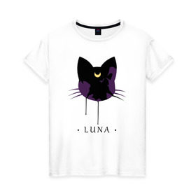 Женская футболка хлопок с принтом Luna в Екатеринбурге, 100% хлопок | прямой крой, круглый вырез горловины, длина до линии бедер, слегка спущенное плечо | anime | sailor moon | аниме | сейлор мун