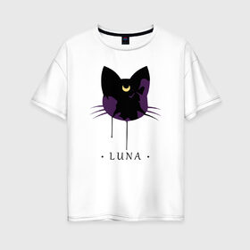 Женская футболка хлопок Oversize с принтом Luna в Екатеринбурге, 100% хлопок | свободный крой, круглый ворот, спущенный рукав, длина до линии бедер
 | anime | sailor moon | аниме | сейлор мун