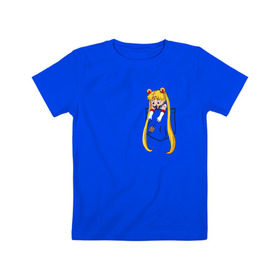 Детская футболка хлопок с принтом Little Pocket Moon в Екатеринбурге, 100% хлопок | круглый вырез горловины, полуприлегающий силуэт, длина до линии бедер | anime | sailor moon | аниме | сейлор мун