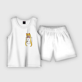 Детская пижама с шортами хлопок с принтом Little Pocket Moon в Екатеринбурге,  |  | Тематика изображения на принте: anime | sailor moon | аниме | сейлор мун