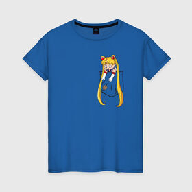 Женская футболка хлопок с принтом Little Pocket Moon в Екатеринбурге, 100% хлопок | прямой крой, круглый вырез горловины, длина до линии бедер, слегка спущенное плечо | anime | sailor moon | аниме | сейлор мун