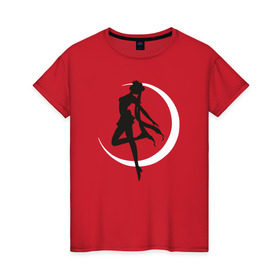 Женская футболка хлопок с принтом Луна в Екатеринбурге, 100% хлопок | прямой крой, круглый вырез горловины, длина до линии бедер, слегка спущенное плечо | anime | sailor moon | аниме | сейлор мун