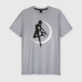 Мужская футболка премиум с принтом Луна в Екатеринбурге, 92% хлопок, 8% лайкра | приталенный силуэт, круглый вырез ворота, длина до линии бедра, короткий рукав | anime | sailor moon | аниме | сейлор мун