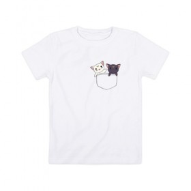 Детская футболка хлопок с принтом Кисы в Екатеринбурге, 100% хлопок | круглый вырез горловины, полуприлегающий силуэт, длина до линии бедер | anime | cat | sailor moon | аниме | кисы | сейлор мун