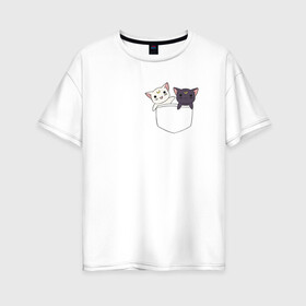 Женская футболка хлопок Oversize с принтом Кисы в Екатеринбурге, 100% хлопок | свободный крой, круглый ворот, спущенный рукав, длина до линии бедер
 | anime | cat | sailor moon | аниме | кисы | сейлор мун