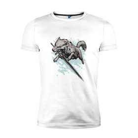 Мужская футболка премиум с принтом The Swordswolf в Екатеринбурге, 92% хлопок, 8% лайкра | приталенный силуэт, круглый вырез ворота, длина до линии бедра, короткий рукав | дарк соулс
