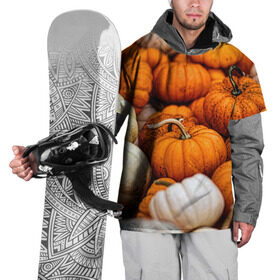 Накидка на куртку 3D с принтом тыквы в Екатеринбурге, 100% полиэстер |  | halloween | дача | овощи | октябрь | оранжевый | осень | сентябрь | тыква | хеллуин