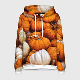 Мужская толстовка 3D с принтом тыквы в Екатеринбурге, 100% полиэстер | двухслойный капюшон со шнурком для регулировки, мягкие манжеты на рукавах и по низу толстовки, спереди карман-кенгуру с мягким внутренним слоем. | halloween | дача | овощи | октябрь | оранжевый | осень | сентябрь | тыква | хеллуин