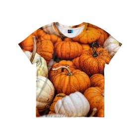 Детская футболка 3D с принтом тыквы в Екатеринбурге, 100% гипоаллергенный полиэфир | прямой крой, круглый вырез горловины, длина до линии бедер, чуть спущенное плечо, ткань немного тянется | halloween | дача | овощи | октябрь | оранжевый | осень | сентябрь | тыква | хеллуин