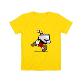 Детская футболка хлопок с принтом Cuphead в Екатеринбурге, 100% хлопок | круглый вырез горловины, полуприлегающий силуэт, длина до линии бедер | 