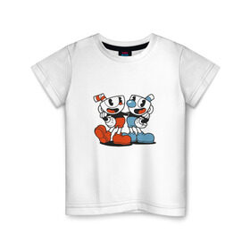 Детская футболка хлопок с принтом Cuphead в Екатеринбурге, 100% хлопок | круглый вырез горловины, полуприлегающий силуэт, длина до линии бедер | cuphead