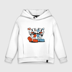 Детское худи Oversize хлопок с принтом Cuphead в Екатеринбурге, френч-терри — 70% хлопок, 30% полиэстер. Мягкий теплый начес внутри —100% хлопок | боковые карманы, эластичные манжеты и нижняя кромка, капюшон на магнитной кнопке | cuphead