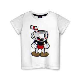 Детская футболка хлопок с принтом Cuphead в Екатеринбурге, 100% хлопок | круглый вырез горловины, полуприлегающий силуэт, длина до линии бедер | cuphead