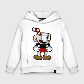 Детское худи Oversize хлопок с принтом Cuphead в Екатеринбурге, френч-терри — 70% хлопок, 30% полиэстер. Мягкий теплый начес внутри —100% хлопок | боковые карманы, эластичные манжеты и нижняя кромка, капюшон на магнитной кнопке | cuphead