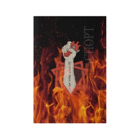 Обложка для паспорта матовая кожа с принтом Hot Heart в Екатеринбурге, натуральная матовая кожа | размер 19,3 х 13,7 см; прозрачные пластиковые крепления | fire | heart | hot | satan | горячий | красный | культ | надписи | огниво | огонь | пекло | рок | рокнролл | рука | сатана | секта | сердце | сила | тату | черный | яркие