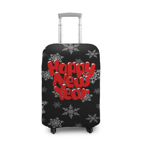 Чехол для чемодана 3D с принтом Счастливого нового года! в Екатеринбурге, 86% полиэфир, 14% спандекс | двустороннее нанесение принта, прорези для ручек и колес | new year | santa | год собаки | дед мороз | елка | елочки | новогодний | новый год | подарки | рождество | сантаклаус | снег | снежинки | собака