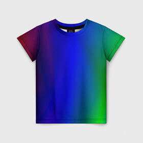 Детская футболка 3D с принтом Цветной градиент в Екатеринбурге, 100% гипоаллергенный полиэфир | прямой крой, круглый вырез горловины, длина до линии бедер, чуть спущенное плечо, ткань немного тянется | Тематика изображения на принте: абстракция | градиент | зеленый | модные | розовый | синий | цвет | цветные | яркие