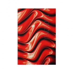 Обложка для паспорта матовая кожа с принтом Жидкие металл (красный) в Екатеринбурге, натуральная матовая кожа | размер 19,3 х 13,7 см; прозрачные пластиковые крепления | абстракция | блеск | блики | краска | линии | металл | отражение | узоры